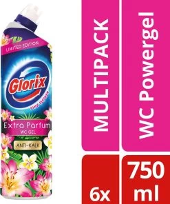 Glorix WC Powergel Toiletreiniger Pink Flower - 6 X 750 Ml - Voordeelverpakking -Schoonmaakproducten Winkel 1003x1200