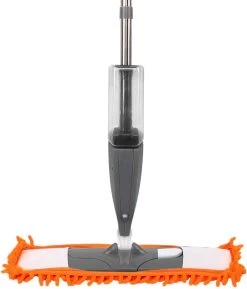 Clever Clean, Prime Spray Mop - Vloerwisser Met Spray Functie – Oranje/Grijs – Dweilsysteem Voor Alle Vloeren Met Microvezel Dweil