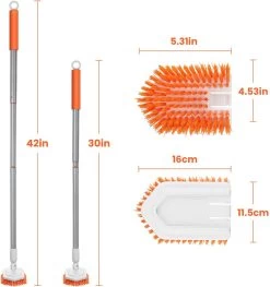 Merkloos Badkamer Reinigingsborstel - Badkamerschrobborstel - Reinigingsborstel - Met Afneembare Telescopische Handgreep En 180° Verstelbare Gezamenlijke Reinigingsborstel - Lange Steel 107 Cm -Schoonmaakproducten Winkel 1126x1200