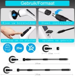 Merkloos Scrubclean Elektrische Schoonmaakborstel-7 In 1 Schrobber Met Steel-2 Standen Poetsmachine-max 130cm-badkamer/keuken/auto +gratis Houder 15 Merkloos Scrubclean Elektrische Schoonmaakborstel-7 In 1 Schrobber Met Steel-2 Standen Poetsmachine-max 130cm-badkamer/keuken/auto +gratis Houder -Schoonmaakproducten Winkel 1150x1200