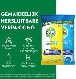 Dettol - 320 Schoonmaakdoekjes Power & Fresh - Citrus 2x80 - Oceanfris 2x80 -Schoonmaakproducten Winkel 1161x1200 1