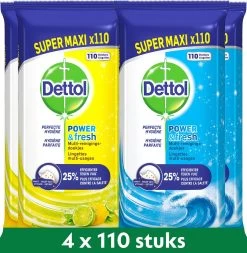 Dettol - 440 Schoonmaakdoekjes Power & Fresh - Citrus 220 Stuks - Oceaan 220 Stuks - Voordeelverpakking