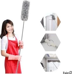 Fain® Plumeau Met Telescoopsteel – Grijs – 80 Tot 240 Cm - Uitschuifbaar – Wasbaar - Flexibel 360° Draaibaar – Duster - Microvezel Ragebol -Schoonmaakproducten Winkel 1171x1200 5