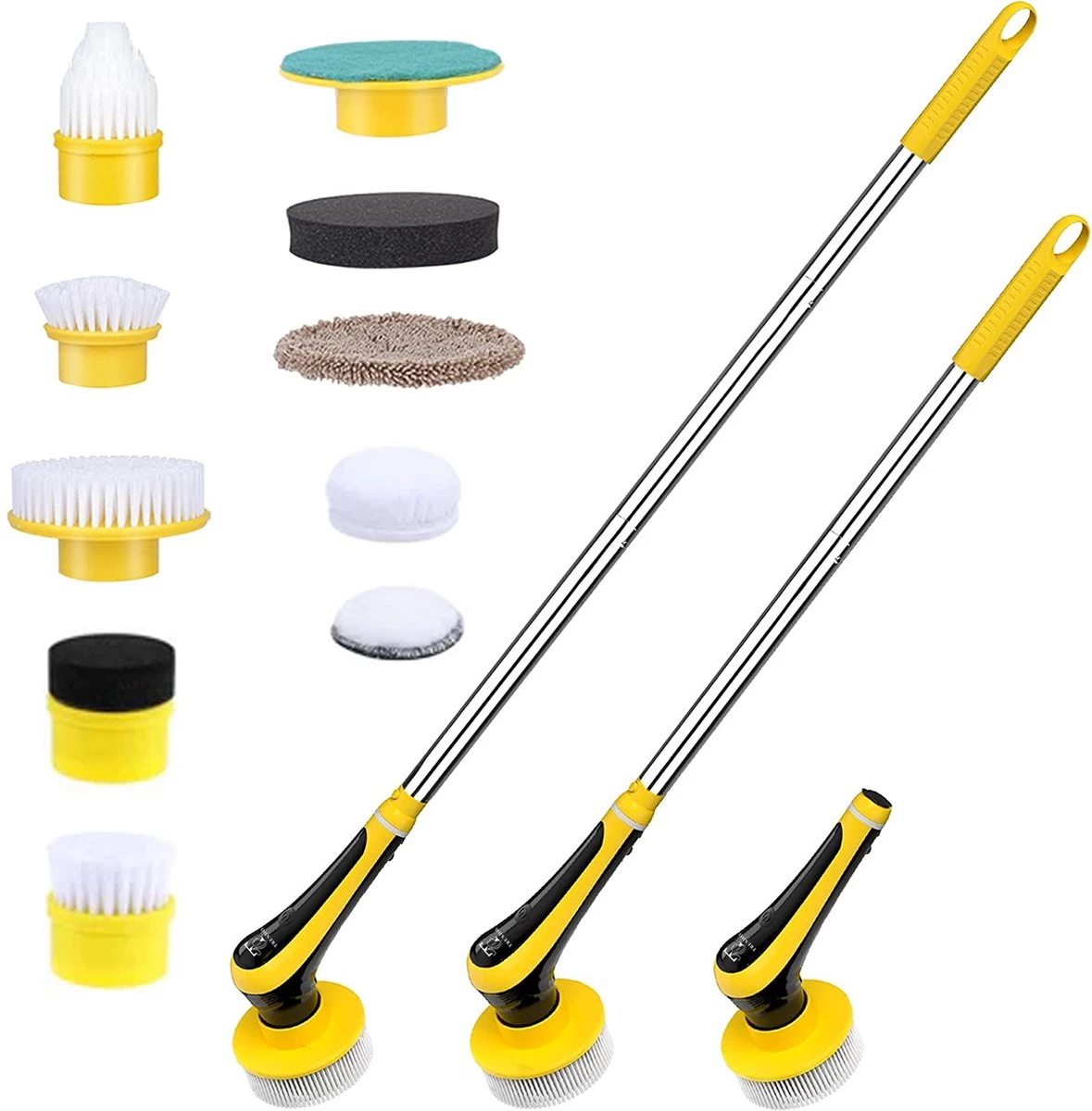 Trendosa Elektrische Schoonmaakborstel - Elektrische Schrobborstel - Poetsmachine - Handborstel - Scrubber- De Badkamer/Keuken/Auto- 10 Opzetstukken Geel 3 Trendosa Elektrische Schoonmaakborstel - Elektrische Schrobborstel - Poetsmachine - Handborstel - Scrubber- De Badkamer/Keuken/Auto- 10 Opzetstukken Geel