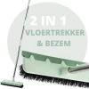 Powarkleen - Vloertrekker Met Steel & Bezem 2 In 1 - Vloerwisser Voor Badkamer Vloer - Groen