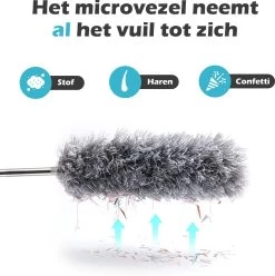JUST23 Plumeau Uitschuifbaar Met Telescoopsteel – 60 Tot 140 Cm – Ragebol – Stoffer – Duster – Grijs – Incl. Microfiber Doek -Schoonmaakproducten Winkel 1194x1200 1