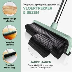Powarkleen - Vloertrekker Met Steel & Bezem 2 In 1 - Vloerwisser Voor Badkamer Vloer - Groen -Schoonmaakproducten Winkel 1197x1200 1