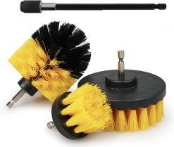 Merkloos 4-delige Borstelset Voor Boormachine - Inclusief Verlengstuk - Opzetborstels - Schrobborstel - Schuurborstel - Schoonmaakborstel - Tapijtreiniger - Brush - Geel - Gratis Verzending -Schoonmaakproducten Winkel 1200x1016