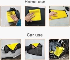 Microvezel Auto Droogdoek - 30cm X 40cm - Poetsdoek - Auto Poetsdoek - Schoonmaak Accesoires - Auto Handdoek - Droogdoek - Geel/Grijs - Watermagneet. -Schoonmaakproducten Winkel 1200x1033