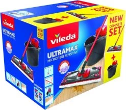 Vileda UltraMax Sensitive - Complete Set - Vlakke Microvezelmop + Emmer Met Pers - Voor Parket En Delicate Oppervlakken -Schoonmaakproducten Winkel 1200x1048
