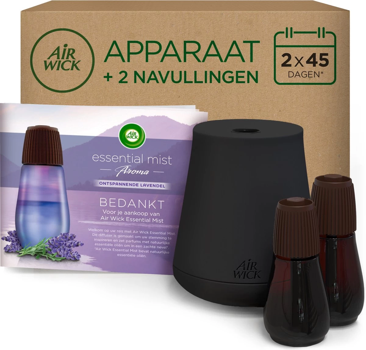 Air Wick Essential Mist Luchtverfrisser - Ontspannende Lavendel - 1 Zwart Apparaat + 2 Navullingen 3 Air Wick Essential Mist Luchtverfrisser - Ontspannende Lavendel - 1 Zwart Apparaat + 2 Navullingen