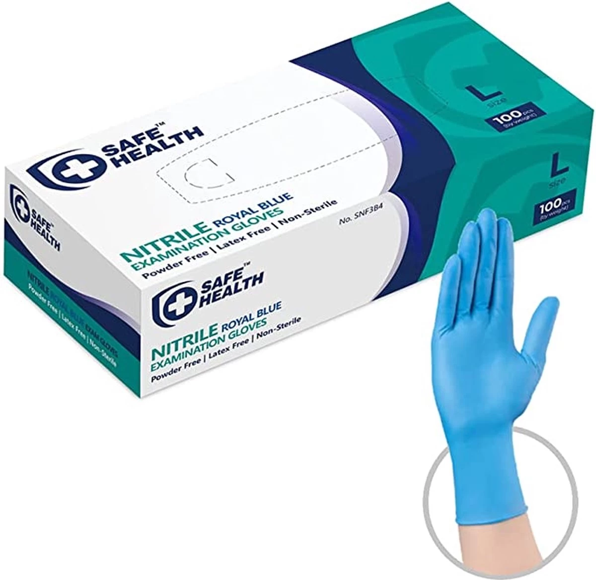 Safe Health Nitril Royal Blue Examination Gloves - 100 Stuks - Blauw - Poedervrij - Latex Vrij - Niet Steriel - Maat M 3 Safe Health Nitril Royal Blue Examination Gloves - 100 Stuks - Blauw - Poedervrij - Latex Vrij - Niet Steriel - Maat M