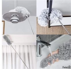 Fain® Plumeau Met Telescoopsteel – Grijs – 80 Tot 240 Cm - Uitschuifbaar – Wasbaar - Flexibel 360° Draaibaar – Duster - Microvezel Ragebol -Schoonmaakproducten Winkel 1200x1170
