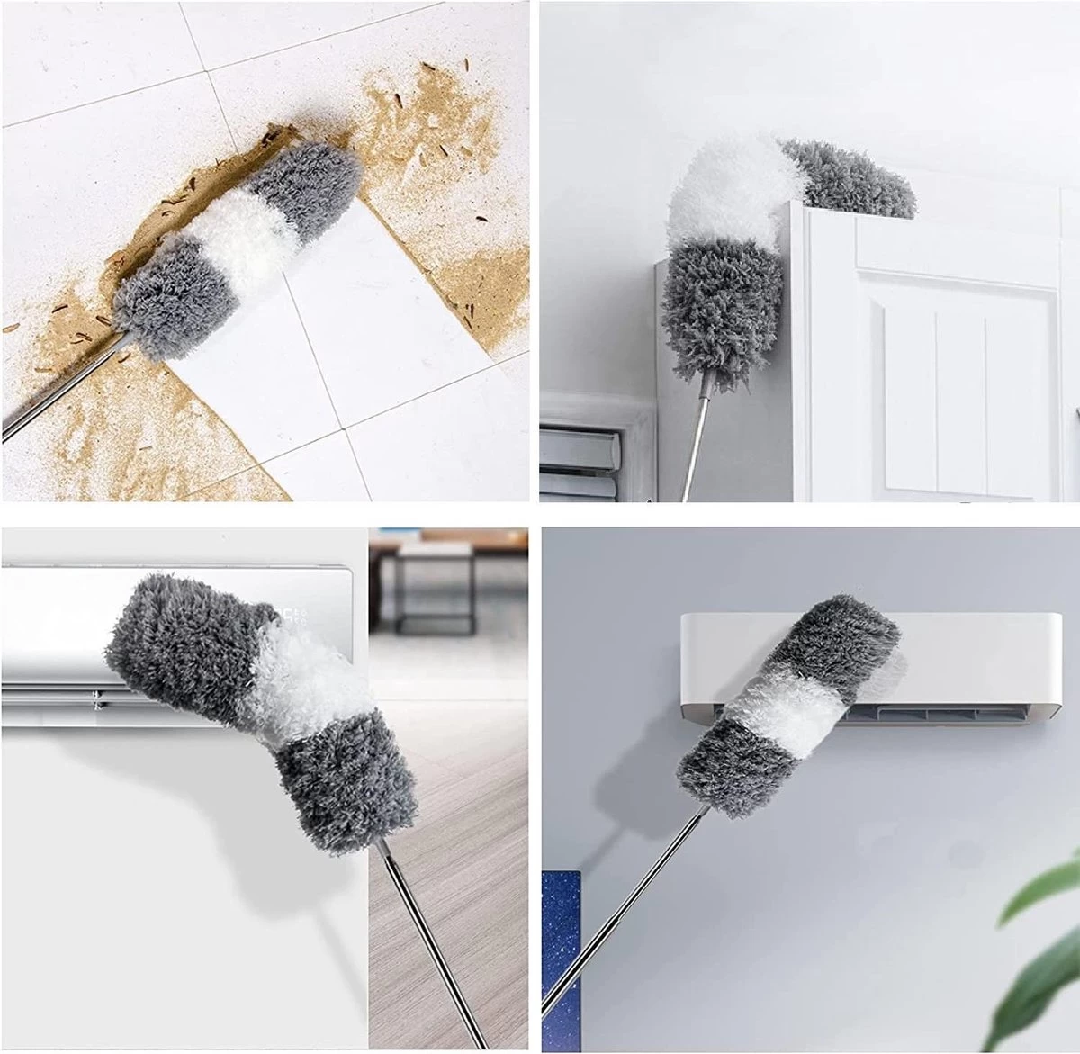 Vannons - Plumeau - Ragebol - Plumeau Uitschuifbaar Tot 245 Cm - Met Telescoopsteel - Wasbaar Microvezel - Grijs Wit 5 Vannons - Plumeau - Ragebol - Plumeau Uitschuifbaar Tot 245 Cm - Met Telescoopsteel - Wasbaar Microvezel - Grijs Wit - Afbeelding 3