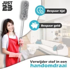 JUST23 Plumeau Uitschuifbaar Met Telescoopsteel – 60 Tot 140 Cm – Ragebol – Stoffer – Duster – Grijs – Incl. Microfiber Doek -Schoonmaakproducten Winkel 1200x1178 1