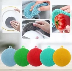Merkloos Duurzame Siliconen Schoonmaak Spons - Schuurspons - Multifunctionele Siliconen Borstel - Keukenspons - Schoonmaakspons Voor In De Keuken - Dubbelzijdig - Universeel