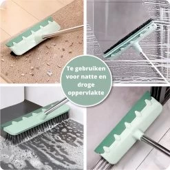 Powarkleen - Vloertrekker Met Steel & Bezem 2 In 1 - Vloerwisser Voor Badkamer Vloer - Groen -Schoonmaakproducten Winkel 1200x1199 1