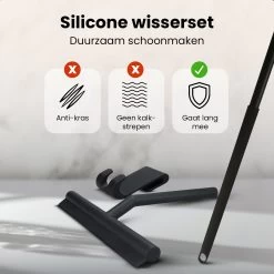 NovaQ® Vloerwisser Met Steel - Vloertrekker Met Steel - Douchewisser Zwart - Raamwisser Douche - Badkamer Trekker - Vloerwisser Zwart 2 In 1 Set Inclusief Ophanghaken -Schoonmaakproducten Winkel 1200x1200 196