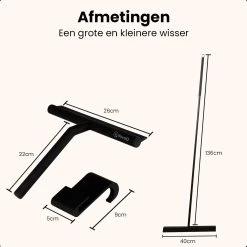 NovaQ® Vloerwisser Met Steel - Vloertrekker Met Steel - Douchewisser Zwart - Raamwisser Douche - Badkamer Trekker - Vloerwisser Zwart 2 In 1 Set Inclusief Ophanghaken -Schoonmaakproducten Winkel 1200x1200 198
