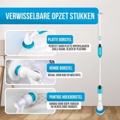 Strex Elektrische Schoonmaakborstel - Draadloze Schrobborstel - Schrobber - 3 Opzetstukken - Telescoopsteel - Poetsmachine Met Krachtige Accu -Schoonmaakproducten Winkel 1200x1200 332
