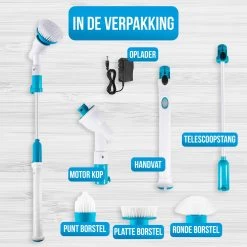 Strex Elektrische Schoonmaakborstel - Draadloze Schrobborstel - Schrobber - 3 Opzetstukken - Telescoopsteel - Poetsmachine Met Krachtige Accu -Schoonmaakproducten Winkel 1200x1200 337