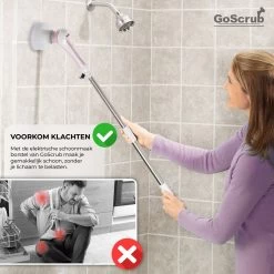 GoScrub® Elektrische Schoonmaakborstel – Elektrische Schrobber - Schrobborstel – Voor Badkamer Of Keuken – Schrobber Met Steel – Luiwagen – Polijstmachine - Roze -Schoonmaakproducten Winkel 1200x1200 365