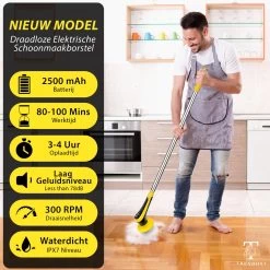 Trendosa Elektrische Schoonmaakborstel - Elektrische Schrobborstel - Poetsmachine - Handborstel - Scrubber- De Badkamer/Keuken/Auto- 10 Opzetstukken Geel 16 Trendosa Elektrische Schoonmaakborstel - Elektrische Schrobborstel - Poetsmachine - Handborstel - Scrubber- De Badkamer/Keuken/Auto- 10 Opzetstukken Geel -Schoonmaakproducten Winkel 1200x1200 370