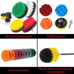 Borstelset Boormachine 25 Delig Per 2 - Schuursponsjes- Schrobborstel - Boorborstel - Schuurborstel - Borstel Boormachine - Schoonmaakborstel - Reinigingsborstel - Tapijtreiniger - Borstelset -Schoonmaakproducten Winkel 1200x1200 398