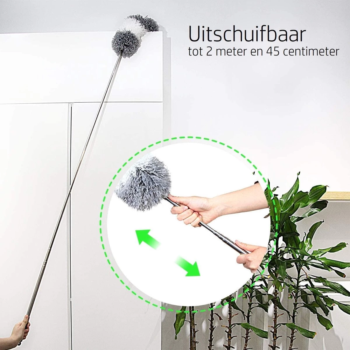 Vannons - Plumeau - Ragebol - Plumeau Uitschuifbaar Tot 245 Cm - Met Telescoopsteel - Wasbaar Microvezel - Grijs Wit 9 Vannons - Plumeau - Ragebol - Plumeau Uitschuifbaar Tot 245 Cm - Met Telescoopsteel - Wasbaar Microvezel - Grijs Wit - Afbeelding 7