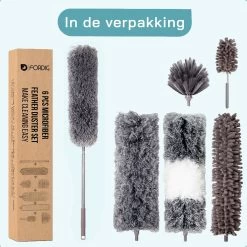 ForDig 7-Delige Plumeau Set - Duster Met Telescoopsteel Uitschuifbaar Tot 250 Cm - Inclusief Ragebol / Voegenborstel / Microvezel Doek / Chenille Borstel - Wasbaar - 360 Graden Draaibaar -Schoonmaakproducten Winkel 1200x1200 440