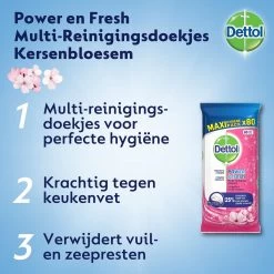 Dettol - Schoonmaakdoekjes - Power & Fresh - Kersenbloesem - 80 Stuks X8 10 Dettol - Schoonmaakdoekjes - Power & Fresh - Kersenbloesem - 80 Stuks X8 -Schoonmaakproducten Winkel 1200x1200 608