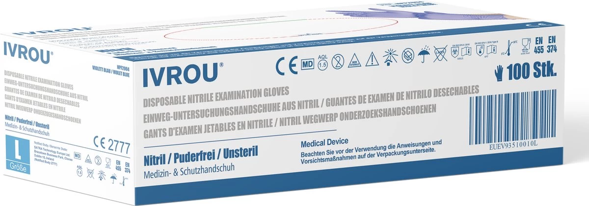 IVROU® Nitril Handschoenen - 100 Stuks Wegwerp Handschoenen - Poeder Vrij, Latex Vrij - Maat: M - Violet Blauw 7 IVROU® Nitril Handschoenen - 100 Stuks Wegwerp Handschoenen - Poeder Vrij, Latex Vrij - Maat: M - Violet Blauw - Afbeelding 5