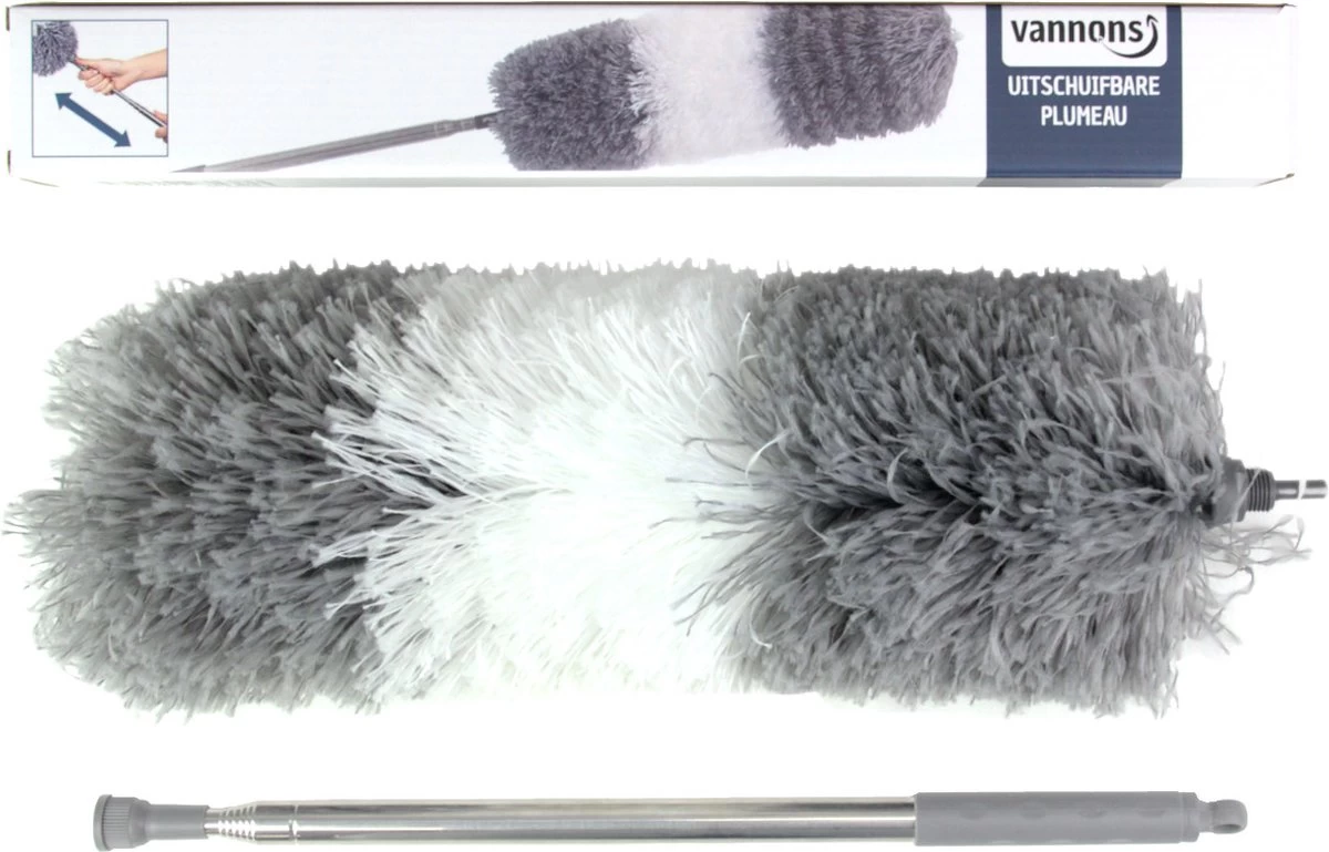 Vannons - Plumeau - Ragebol - Plumeau Uitschuifbaar Tot 245 Cm - Met Telescoopsteel - Wasbaar Microvezel - Grijs Wit 8 Vannons - Plumeau - Ragebol - Plumeau Uitschuifbaar Tot 245 Cm - Met Telescoopsteel - Wasbaar Microvezel - Grijs Wit - Afbeelding 6