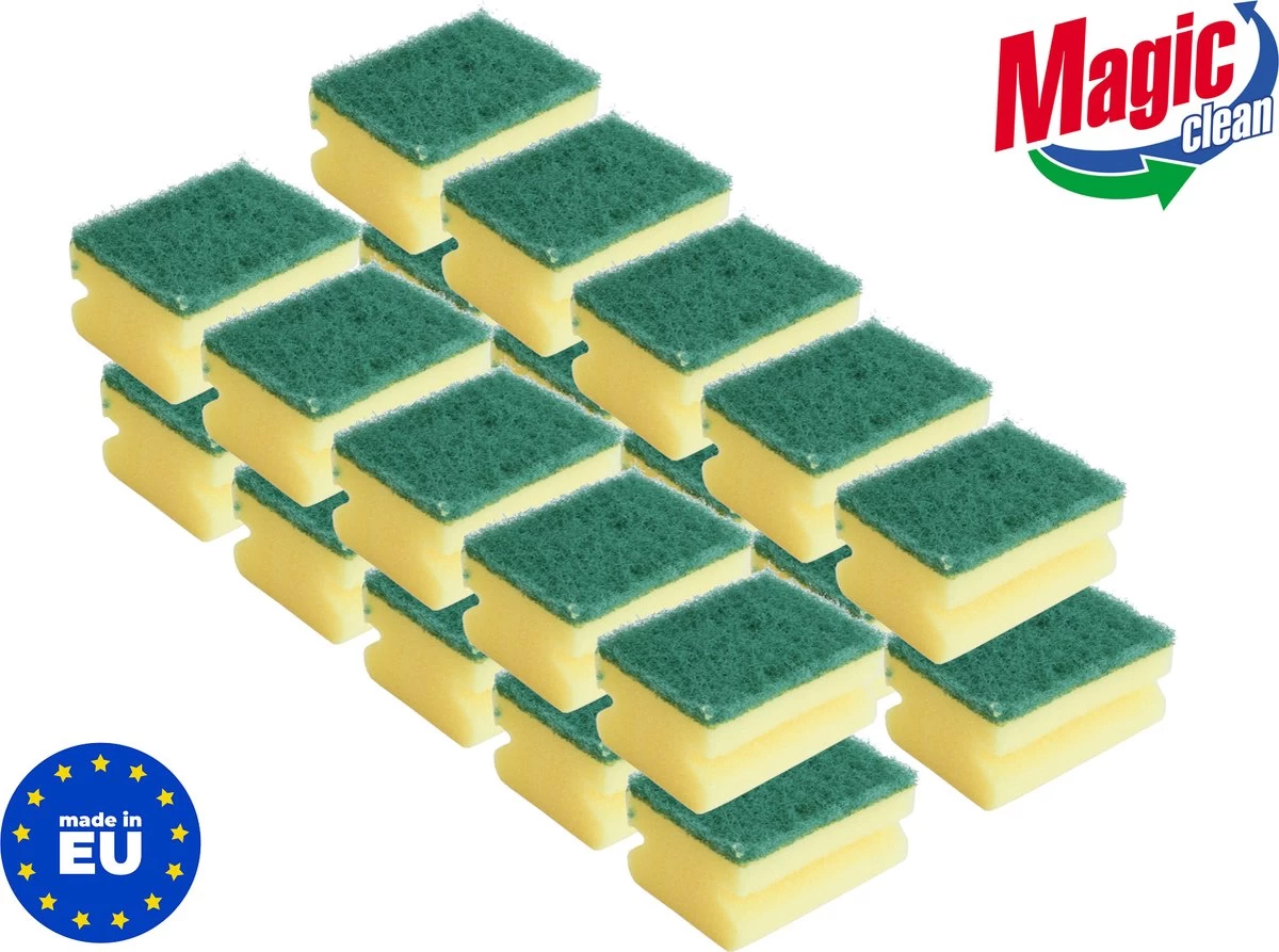 Schuursponsjes Schoonmaak Profi - 20 Stuks - 85x65x45mm - Voordeelverpakking - MADE IN EU 3 Schuursponsjes Schoonmaak Profi - 20 Stuks - 85x65x45mm - Voordeelverpakking - MADE IN EU