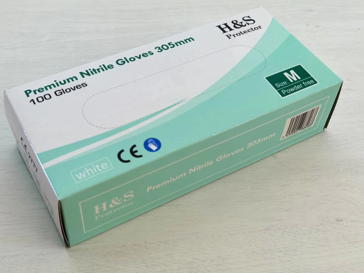 H&S PROTECTOR - Extra Lang Nitril Handschoenen - 305mm Lang - Wegwerp Handschoenen - Wit - M - Poedervrij - 100 Stuks 4 H&S PROTECTOR - Extra Lang Nitril Handschoenen - 305mm Lang - Wegwerp Handschoenen - Wit - M - Poedervrij - 100 Stuks - Afbeelding 2