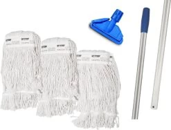 MAUS Dweil Set Compleet - Aluminium Dweilstok - 3 Recycled Moppen - Lichtgewicht Set Professional