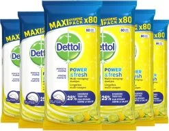 Dettol Schoonmaakdoekjes Power & Fresh - Citrus - 80 Stuks X6