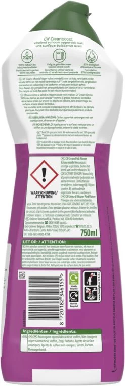 Cif CleanBoost Cream Pink Schuurmiddel - 8 X 750 Ml - Voordeelverpakking -Schoonmaakproducten Winkel 389x1200 3
