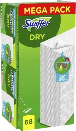 Swiffer Vloerreiniger - Droge Vloerdoekjes - Navullingen - Vangt En Houdt Stof Vast - Voordeelverpakking 3 X 68 Stuks -Schoonmaakproducten Winkel 695x1200