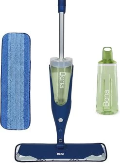 Bona Premium Spray Mop - Alles-in-1 Dweilsysteem - Vloerwisser Inclusief Harde Vloer, Tegel/ Laminaat Reiniger & Microvezel Reinigingspad - Streeploos - Sneldrogend