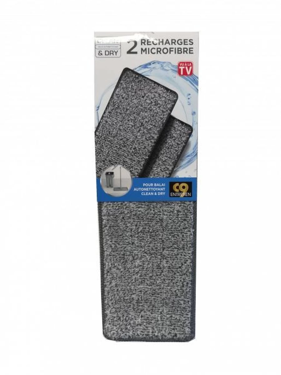 Clean And Dry Microvezel Pad Dweildoek Voor De Aqua Laser Easy Flat Mop - Set Van 2 Stuks - Superabsorberend - Machinewasbaar - 32.5 Cm X 10 Cm