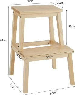 Houten Opstapje - Krukje Met 2 Niveaus - Bruin -Schoonmaakproducten Winkel 952x1200